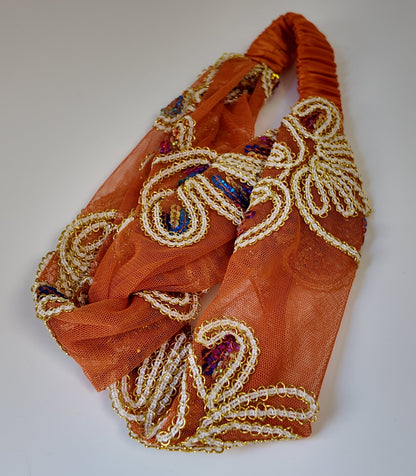 Orange Embroided Headband