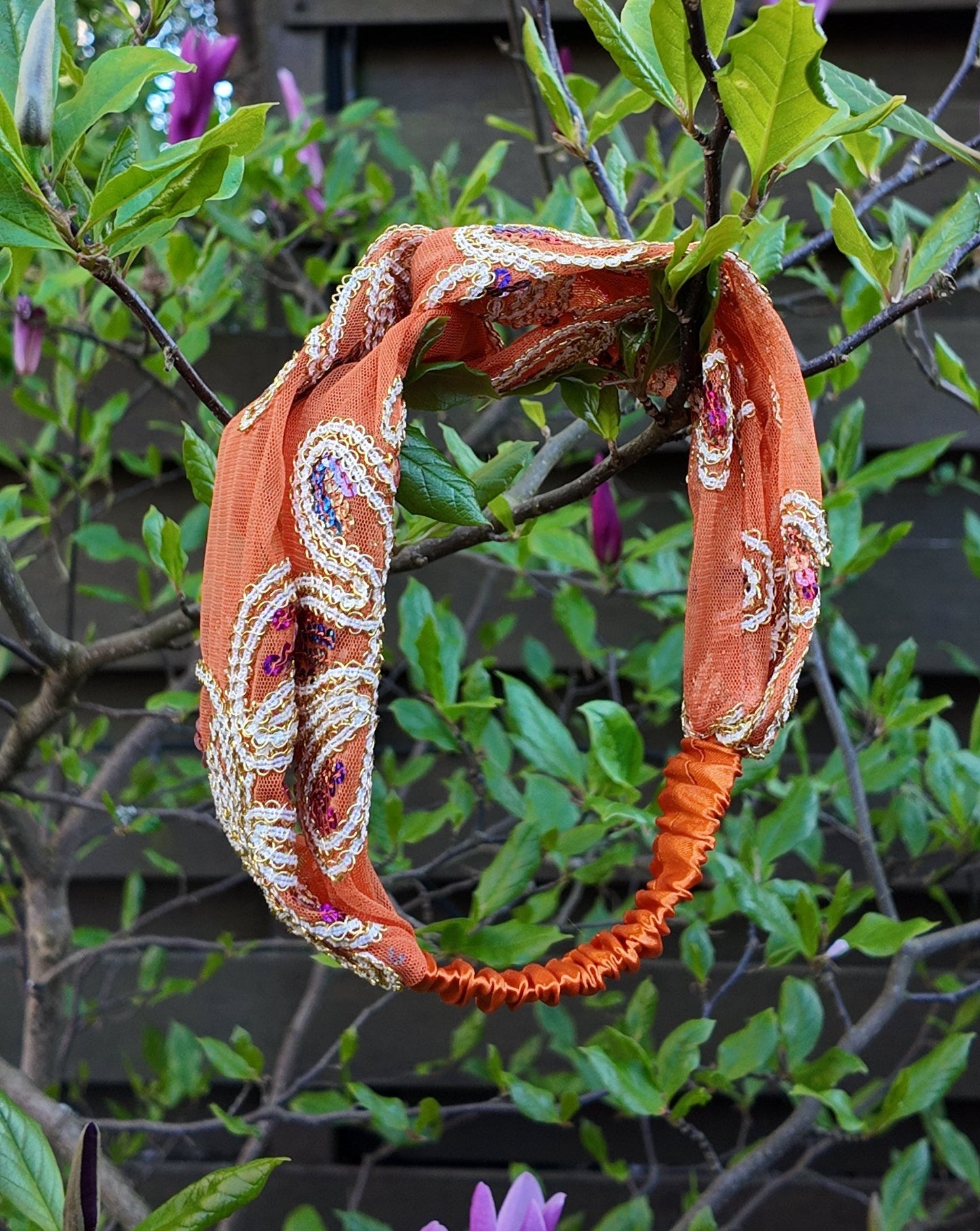 Orange Embroided Headband