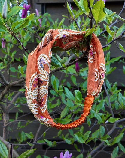 Orange Embroided Headband