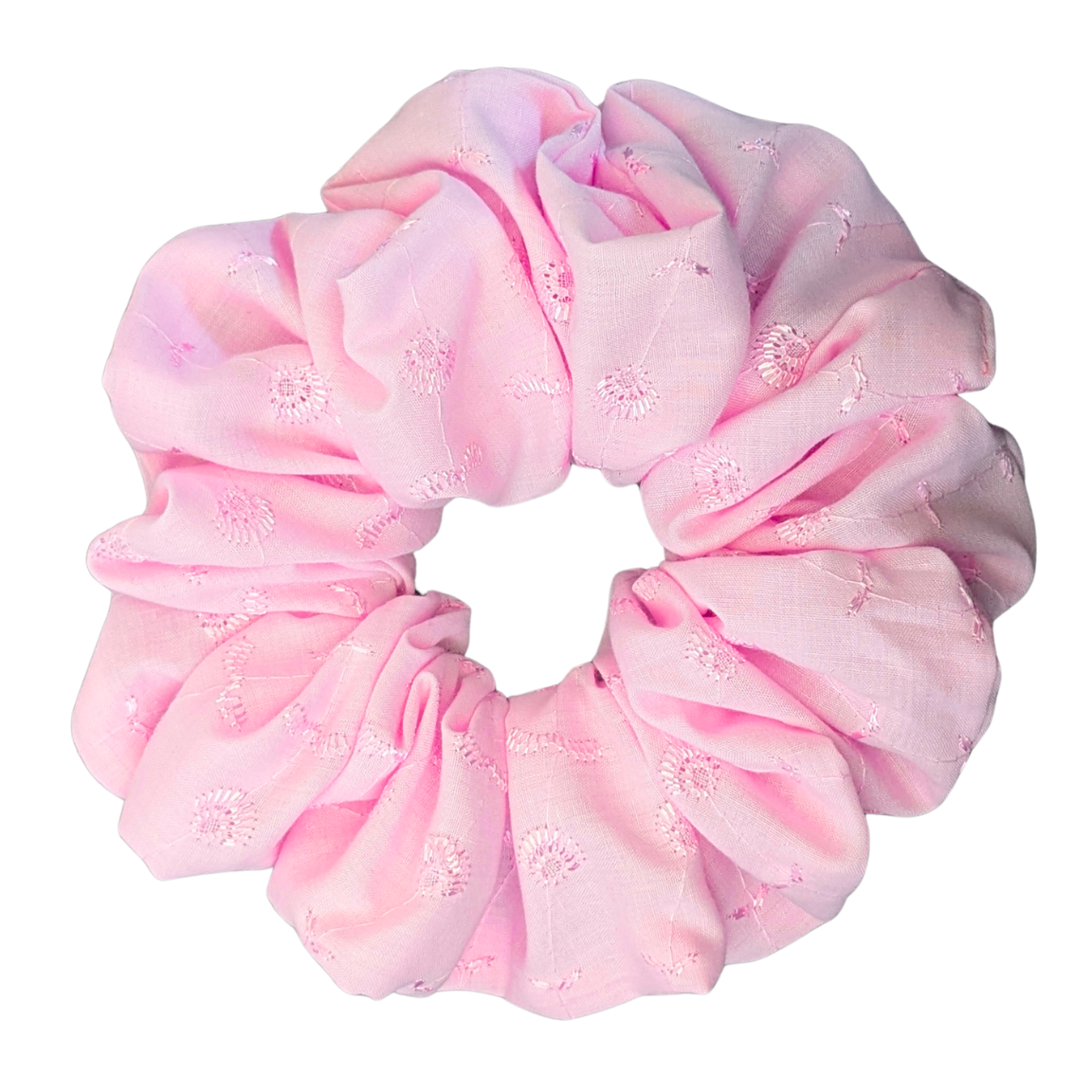 Pink Embroidered Scrunchie